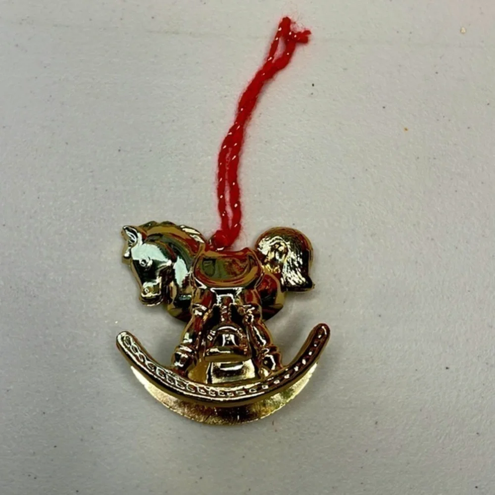 Vintage Goldtone Rocking Horse Christmas Ornament Avon 1978 Rocking Horse